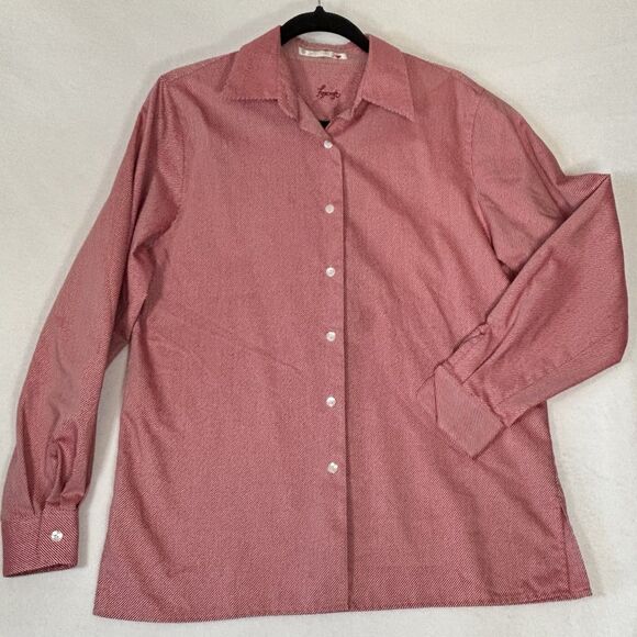 FOXCROFT Red Striped Wrinkle Free Button Down Shirt Preppy Career - Picture 1 of 7
